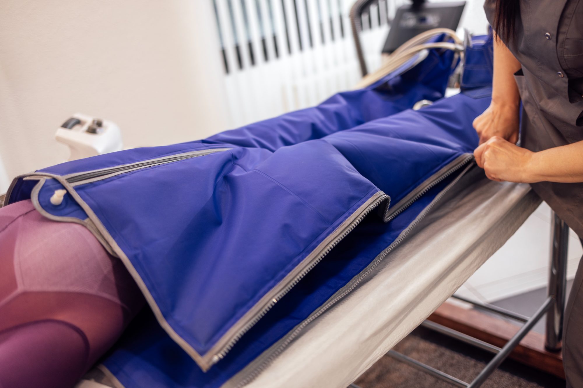 A client in the BallancerPro lymphatic drainage garment at Mindbody Lounge, Victoria Park